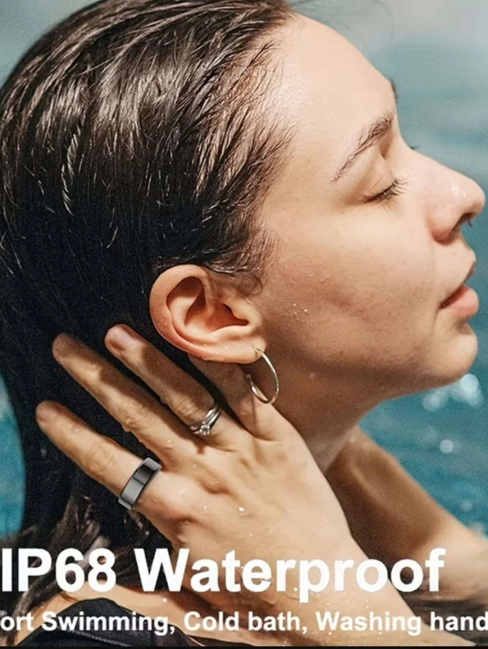 IP 68. Black Smart Health Ring with Advanced Sensors